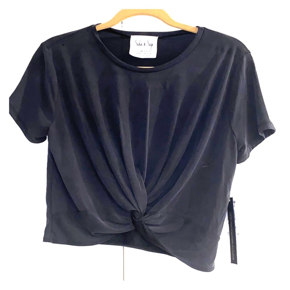 NWT Sadie & Sage Dark Grey Short Sleeve Crop Top